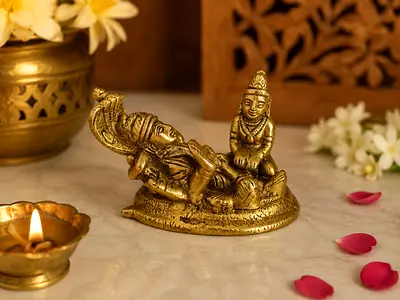 Brass Lord Vishnu with Bal Krishna Idol Vishnu Krishna Statue, Puja Vastu & Feng Shui Decor Antique