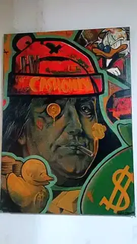 Original Urban Street Art Canvas — Colorful Graffiti Portrait (Signed?)
