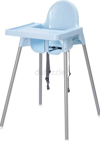 Simple Baby High Chair with Tray and Safety Straps - Light Blue