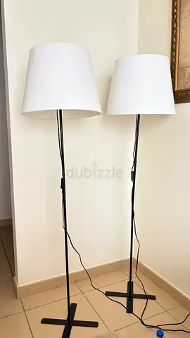 2 IKEA Floor Lamps with Large Shades - AED 100 for Both