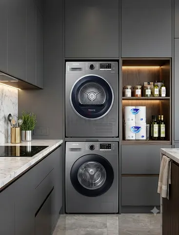 Samsung 9kg Stackable Washer & Dryer Set – Dark Grey | Good Condition