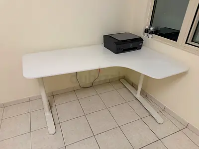 White L-shaped Office Desk — Modern Corner Workstation