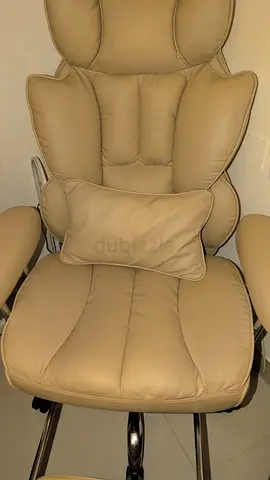 Comfortable Dark Beige High-Back Executive Office Chair with leg rest - PU Leather