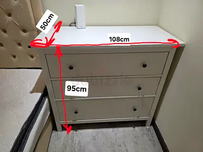 IKEA Large 3-Drawer Chest – White – 108x50x95cm