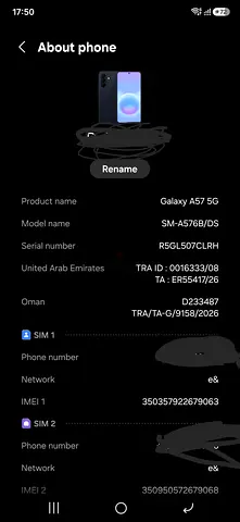 Samsung a57 used for 20 days only