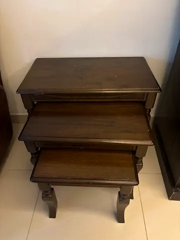 Set of 3 Wooden Nesting Side Tables - Dark Brown