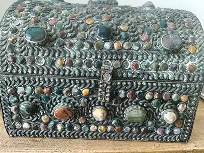Vintage silver plated Moroccan jewelry box large