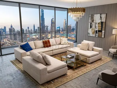 Minotti Modern Beige Sectional Sofa Set with Lounge Modules