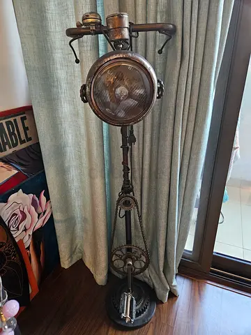 Handcrafted Steampunk Floor Lamp with Industrial Gears