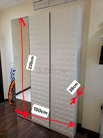 Large 3-Door Wardrobe with Mirror – 150x235cm – Lots of Storage