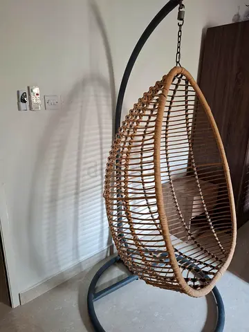 Hanging Rattan Egg Chair with Metal Stand