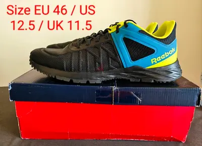 Reebok men's running shoes EU 46 / US 12.5 - black with blue & yellow accents