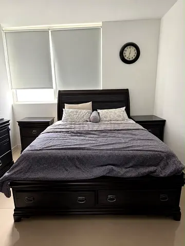 Dark Wood Bedroom Set with Storage Bed and Nightstands