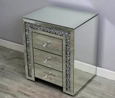 Mirrored 3-Drawer Bedside Table / Nightstand