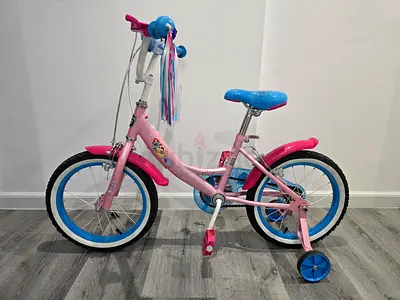 Pink and blue kids' 16" Bicycle with training wheels - excellent condition