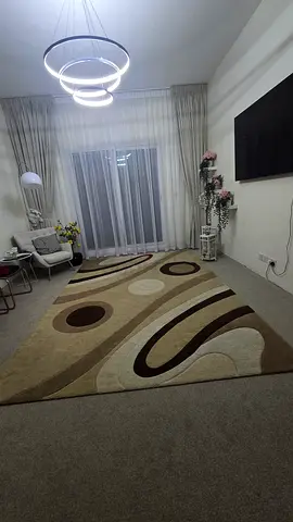 Large beige and brown modern area rug - good condition