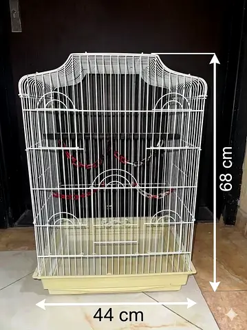 White metal bird cage 68cm x 44cm with removable tray