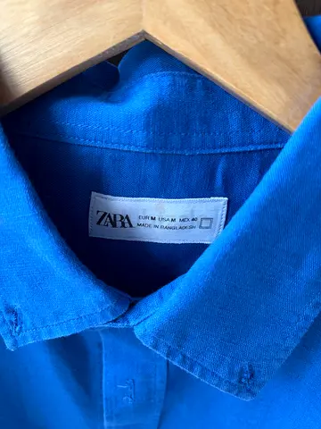 Zara Blue Linen Shirt Size M