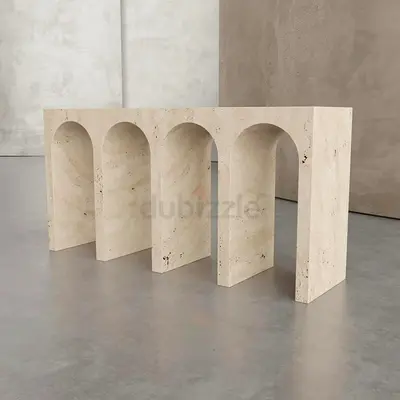 Marble-look Arched Console Table / Sculptural Hallway Table