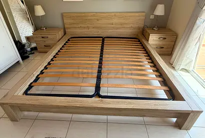 King size bed without mattress (fits 180x200cm mattress) + bedside tables
Selling 1000
Dropped 600