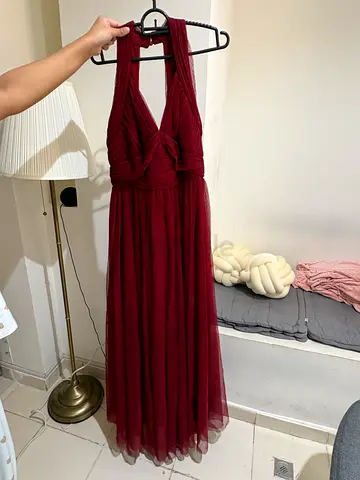 Burgundy Backless Prom Dress