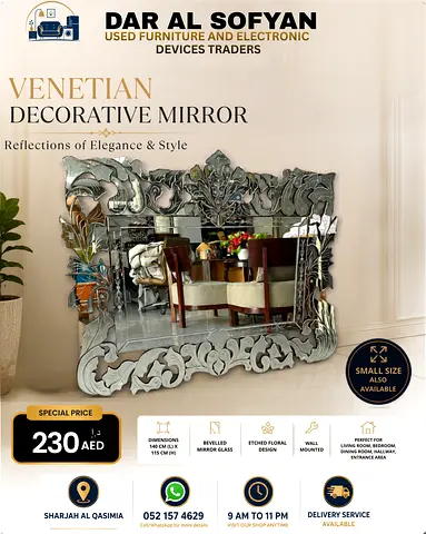 Luxury Venetian Wall Mirror 140×115 cm | Bevelled Floral Decorative Mirror | Large Wall-Mounted Mirr