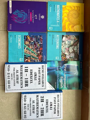 Set of IGCSE Edexcel and CIE Textbooks: Mathematics, Accounting, Economics, English, ICT (7 books)
