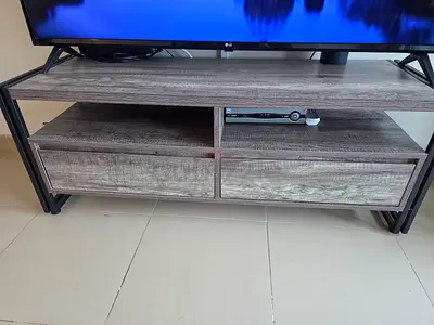 Living room set - includes TV unit, small table, coffee table and shelving unit.
