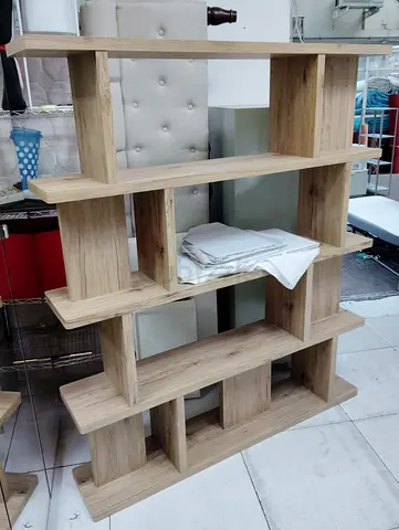 Large Oak-Effect Open Bookcase / Room Divider - Good Condition