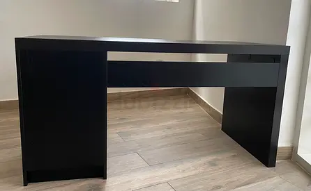 Black study/office desk in excellent condition with drawer and cabinet