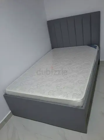 Grey Fabric double 120x190 Bed with Mattress Medical