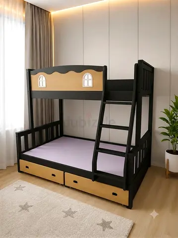 Down Size Double & Up Single Wooden Bunk Bed With Storage Drawer