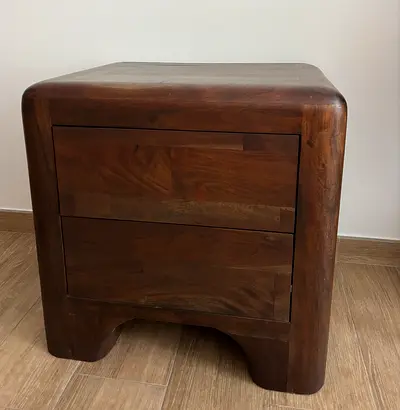 x2 Solid Walnut Wood Nightstands with Two Drawers