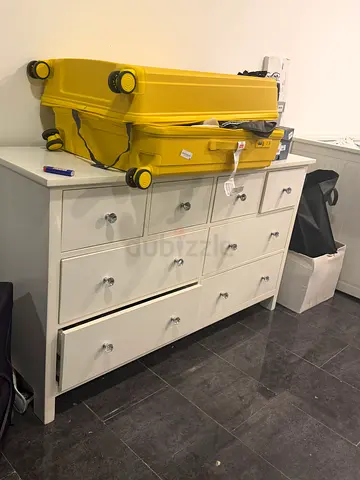 White Chest of Drawers with Crystal Handles