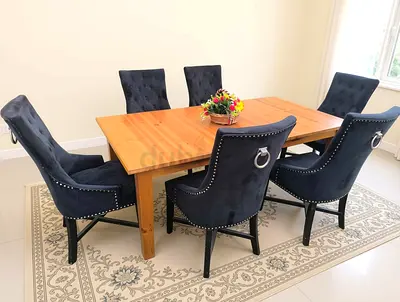 Indoor Extendable Dining Table 6 Large Chairs