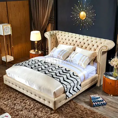 Stylish cozy 180*200 king size beige colour Bed