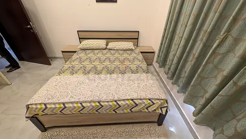 Queen size bed frame with headboard and two side drawers with Mattress, 160x200cm