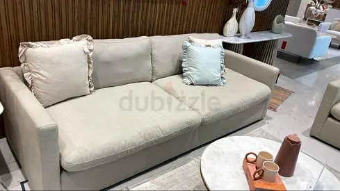 Beige 3-Seater Fabric Sofa in Good Condition OC HOME brand very comfortable