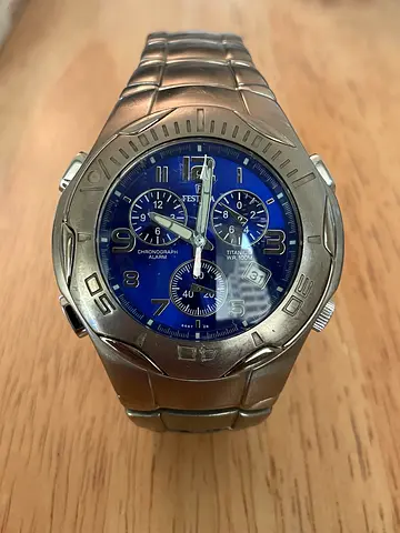 Men's Titanium Chronograph Watch with Blue Dial