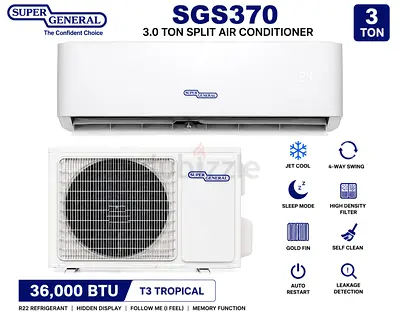 Super General SGS370 3.0 Ton Split AC (36,000 BTU) - Brand New