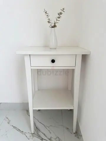 Pair of  HEMNES White wooden bedside table with drawer and lower shelf