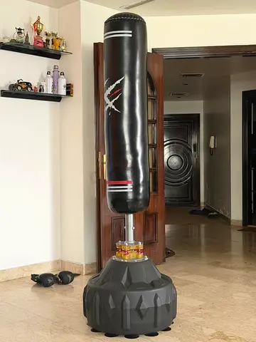standing punching bag with gloves