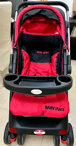 Red and Black, Baby Stroller, Sun Canopy, Large Storage space for Bags, Trays for Feeding & bottles