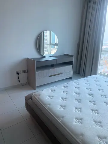 Compact bedside table with mirror - white, good condition