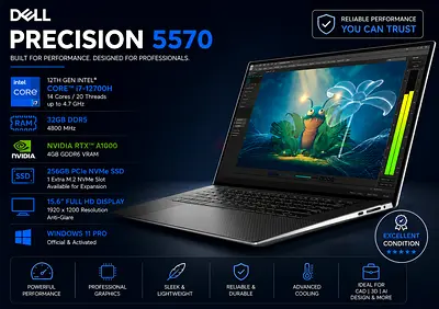 Dell Precision 5570 | i7 12th Gen | 32GB DDR5 | RTX A1000 4GB