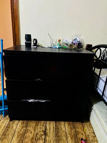 Black 3-Drawer Wooden Dresser / Chest of Drawers - Good Condition