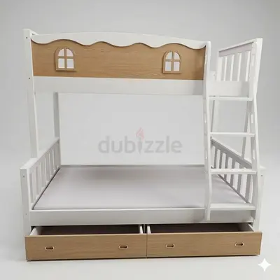 Kids Solid Wooden Bunker Bed With 2 Storage Drawer