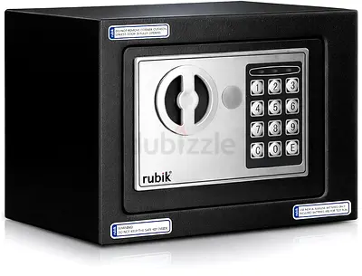 Rubik Safe Box Small with Electronic Keypad Lock and Physical Key, Mini Digital Security Deposit Loc