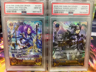 Pair of Graded 2016 Fire Emblem Cipher Cards — Florina & Cynthia (PSA 10)