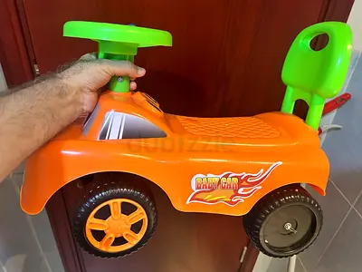Orange Ride-on Baby Car with Backrest — Good Condition